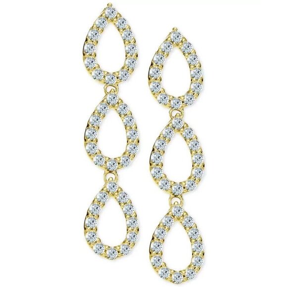 Giani Bernini CZ Drop Earrings 18k Gold-Plated Sterling Silver NWT $100 MSRP - Picture 1 of 10
